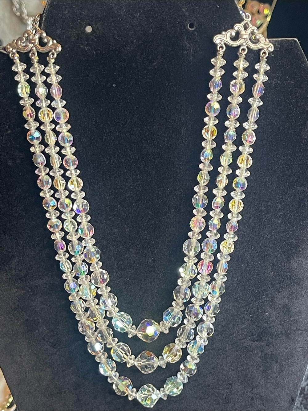 Vintage multi strand AB necklace